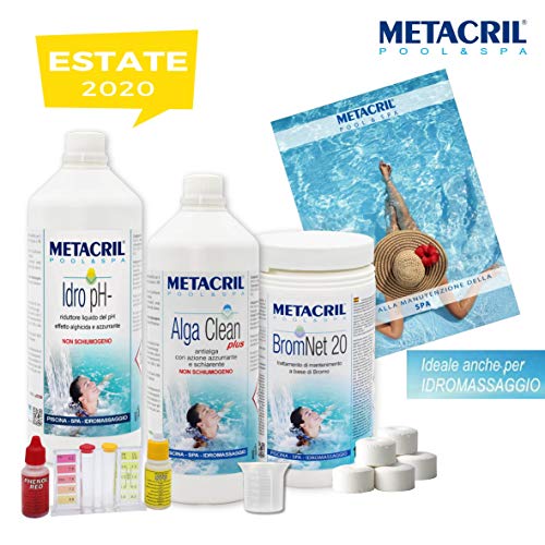 Starter Kit Brom para tratamiento de agua y mantenimiento de spa, hidromasaje y pequeñas piscinas a base de bromo, en pastillas de 20 g-