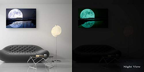 Startonight Cuadro Moderno en Lienzo La Luna Llena y Agua, Paisaje Cielo Naturaleza para Salon Decoración 60 x 90 cm