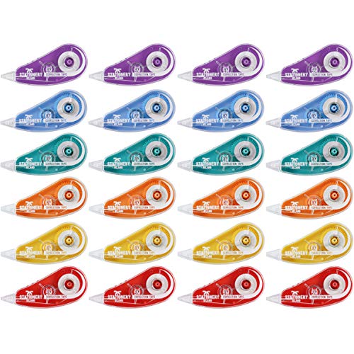 Stationery Island Cinta Correctora Paquete De 24 - 5m x 5mm. Cinta De Corrección De Bolsillo. Para Administración De Oficina, Toma De Notas, Marcado, Bullet Grid Journal y Scrapbooking