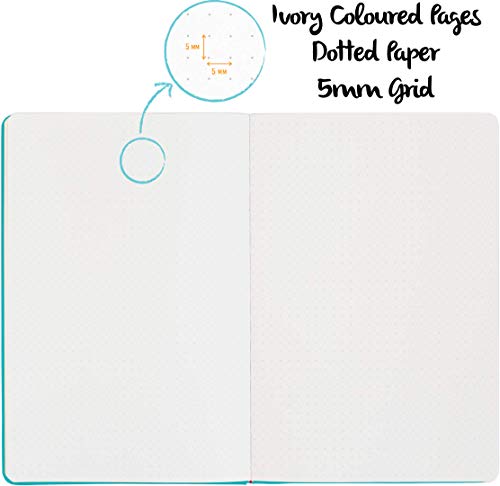 Stationery Island Cuaderno punteado A5 con accesorios - Set de Esenciales para Bullet Journal de Tapa Dura con Papel Premium de 120 gsm en Verde Turquesa