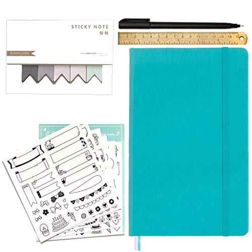 Stationery Island Cuaderno punteado A5 con accesorios - Set de Esenciales para Bullet Journal de Tapa Dura con Papel Premium de 120 gsm en Verde Turquesa