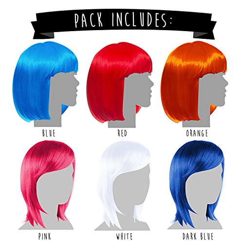 Sterling James Co. Paquete de 6 Pelucas de Fiesta – Regalos, Artículos y Decoraciones para Fiesta de Despedida de Soltera