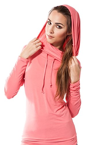 Sternitz Camisa Fitness para Mujer, Bhakti Hoodie, Ideal para Hacer Pilates, Yoga y Cualquier Deporte, Tela de bambú, ecológica y Suave. Cuello Largo. (M, Rosado)