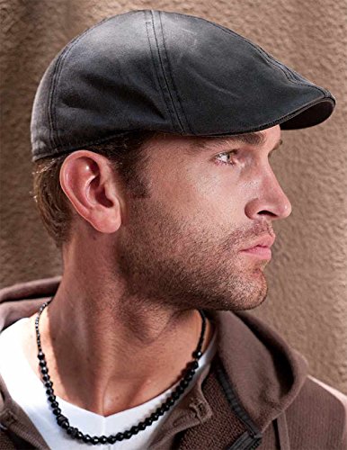 Stetson Flatcap Level para Hombre - Gorra Plana con algodón - Gorra de Hombre con protección UV 40+ - Gorra en Look Retro - Gorra Plana Verano/Invierno - Flat Cap Negro L (58-59 cm)