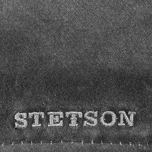 Stetson Flatcap Level para Hombre - Gorra Plana con algodón - Gorra de Hombre con protección UV 40+ - Gorra en Look Retro - Gorra Plana Verano/Invierno - Flat Cap Negro L (58-59 cm)