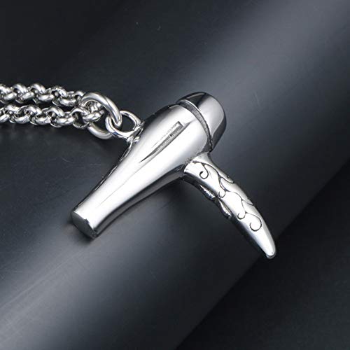 STEWYR Joyería De Acero Titanio Secador De Pelo Collar Punk Secador De Pelo Colgante Collar Accesorios Accesorios De Moda para Hombres