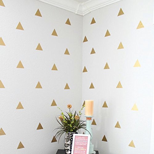 StickerDeen | Triángulo Arizona estilo polígono decoración de ventana extraíble, muebles, decoración de pared de cuarto de bebé, pegatinas de vinilo para regalo | (Paquete de 80) (dorado)