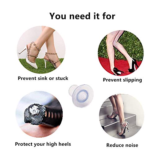 Stiletto Protector de Tacón Alto,Protectores Tacones, Cubre de Tacón, Fundas de reparación de Tacones para Mujeres, Bodas, Carreras Protección contra Césped, Grava, (S, M, L) (12 Pares)