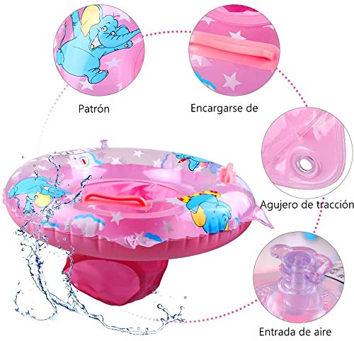 StillCool Flotadores Bebe, Anillo de natación para bebé, Anillo de natación Asient, Lindo Patrón Natación Inflable Flotador para niños Entre 6-36 Meses (Rosado)