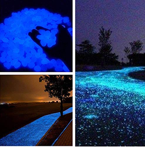 StillCool Piedras Luminosas Azul 100 Pcs, Artificiales Piedras Fluorescentes Decorativas, para Las Calzadas Decoración al Aire Libre Tanque de Peces de Acuario Camino Lawn Yard