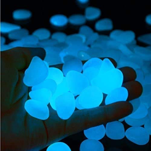StillCool Piedras Luminosas Azul 100 Pcs, Artificiales Piedras Fluorescentes Decorativas, para Las Calzadas Decoración al Aire Libre Tanque de Peces de Acuario Camino Lawn Yard