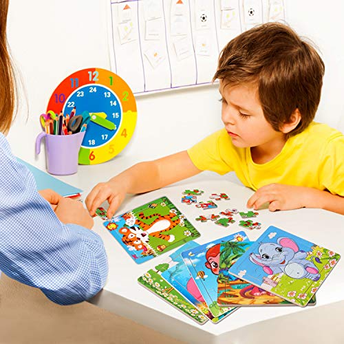 StillCool Puzzles de Madera 9 Piezas, Animales Rompecabezas de Madera Coloridos para Niños Pequeños Aprendizaje Rompecabezas Educativos Juguetes para Niños y Niñas 3-5 Años de Edad (6 Puzzles)