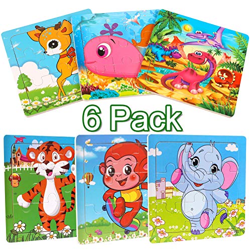 StillCool Puzzles de Madera 9 Piezas, Animales Rompecabezas de Madera Coloridos para Niños Pequeños Aprendizaje Rompecabezas Educativos Juguetes para Niños y Niñas 3-5 Años de Edad (6 Puzzles)