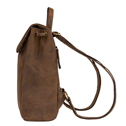 STILORD 'Anita' Mochilas Mujer Casual Pequeña Piel Vintage Mochila de Hombro para Mujer Bolso Bandolera para Diario Salir o Trabajo de auténtica Cuero, Color:Sepia - marrón
