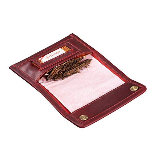 STILORD 'Bill' Pitillera Tabaco de Liar Cuero Auténtico Vintage Bolsa Tabaquera Tabaco de Liar Unisex Cierre con Imán, Color:Rosso