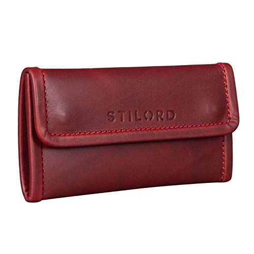 STILORD 'Bill' Pitillera Tabaco de Liar Cuero Auténtico Vintage Bolsa Tabaquera Tabaco de Liar Unisex Cierre con Imán, Color:Rosso