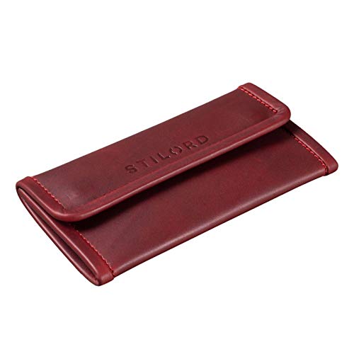 STILORD 'Bill' Pitillera Tabaco de Liar Cuero Auténtico Vintage Bolsa Tabaquera Tabaco de Liar Unisex Cierre con Imán, Color:Rosso