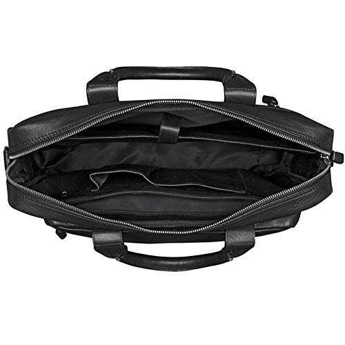 STILORD 'Leander' Bolsa de Negocios o maletín para portátil de 15.6'' Bolso de Piel para Trabajo de Hombres y Mujeres Bolsa Mensajero de Cuero auténtico, Color:Negro