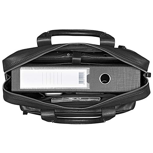 STILORD 'Leander' Bolsa de Negocios o maletín para portátil de 15.6'' Bolso de Piel para Trabajo de Hombres y Mujeres Bolsa Mensajero de Cuero auténtico, Color:Negro