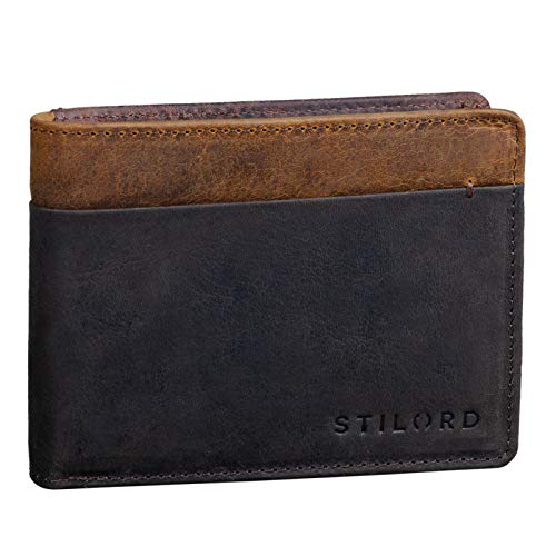 STILORD 'Sterling' Cartera RFID Hombre Cuero Portamonedas NFC Bloqueo Monedero Clásico Billetera Portatarjetas de Piel Genuino, Color:marrón Oscuro