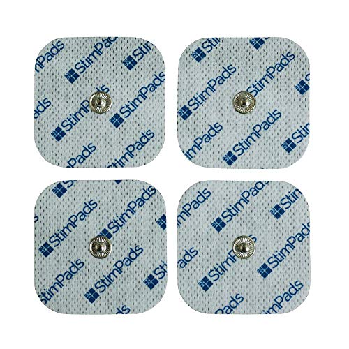 StimPads, 50X50mm, Pack de 4 unidades de alto rendimiento High Performance, electrodos TENS - EMS de larga duración con conector universal tipo snap de 3.5mm