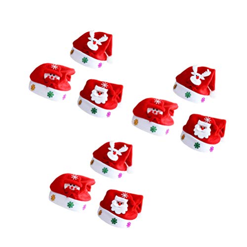 STOBOK 9 Piezas LED Sombrero de Santa Claus Gorro de Navidad con Luz para Adultos Accesorio para Disfraz de Navidad