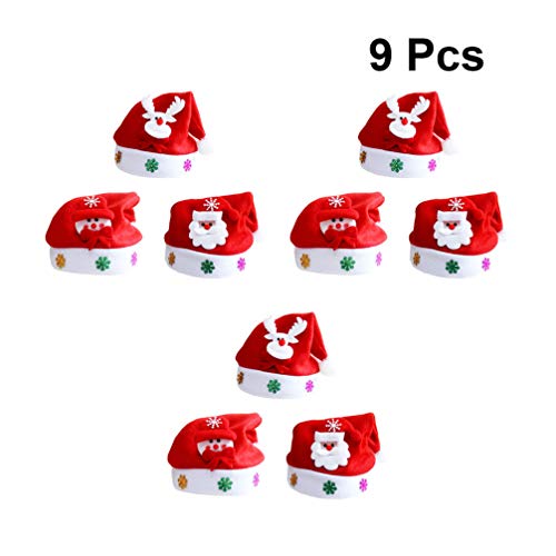 STOBOK 9 Piezas LED Sombrero de Santa Claus Gorro de Navidad con Luz para Adultos Accesorio para Disfraz de Navidad
