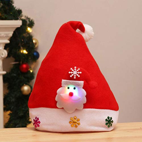 STOBOK 9 Piezas LED Sombrero de Santa Claus Gorro de Navidad con Luz para Adultos Accesorio para Disfraz de Navidad