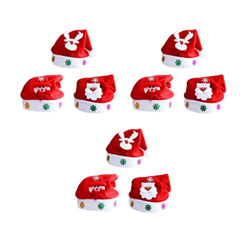 STOBOK 9 Piezas LED Sombrero de Santa Claus Gorro de Navidad con Luz para Adultos Accesorio para Disfraz de Navidad