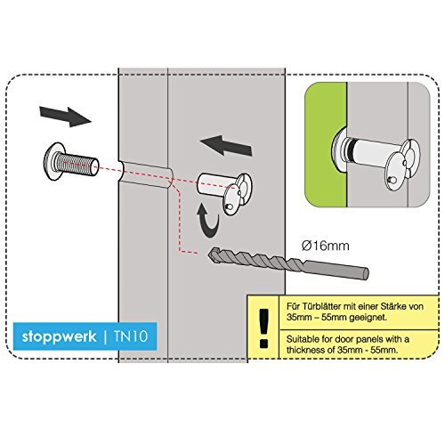 Stoppwerk Mirilla para puerta en estilo antiguo para hojas de puerta de 35-55 mm con gran angular de 200 ° y tapa