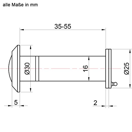 Stoppwerk Mirilla para puerta en estilo antiguo para hojas de puerta de 35-55 mm con gran angular de 200 ° y tapa