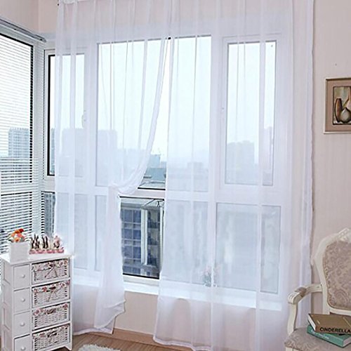STRIR 1 unids tul blanco puro puertas y ventanas cortinas bufandas cortinas (200cm x 100cm) (A)