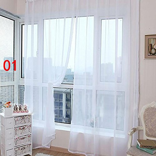 STRIR 1 unids tul blanco puro puertas y ventanas cortinas bufandas cortinas (200cm x 100cm) (A)