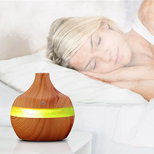 STRIR 300ml Humidificador Aromaterapia Ultrasónico, Difusor de Aceites Esenciales, 7-Color LED,Seguro y Elegante, purificar el Aire y mejorara el Aire seco