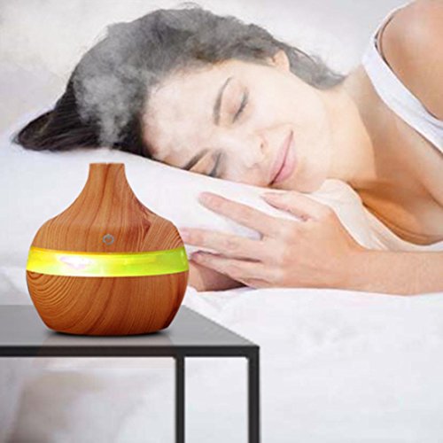 STRIR 300ml Humidificador Aromaterapia Ultrasónico, Difusor de Aceites Esenciales, 7-Color LED,Seguro y Elegante, purificar el Aire y mejorara el Aire seco