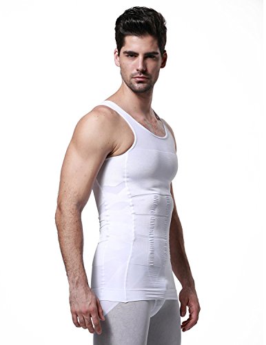 STTLZMC Faja Chaleco Hombre Adelgazante Reductora Compresion Elástica de Ropa Interior M-XXXL,Blanco,Large