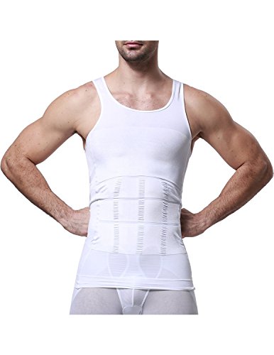 STTLZMC Faja Chaleco Hombre Adelgazante Reductora Compresion Elástica de Ropa Interior M-XXXL,Blanco,x-Large