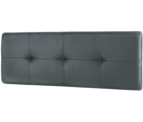 Studio Decor Deva - Cabecero de cama de matrimonio tapizado en polipiel, Grafito, 160 x 50 x 3,5 cm
