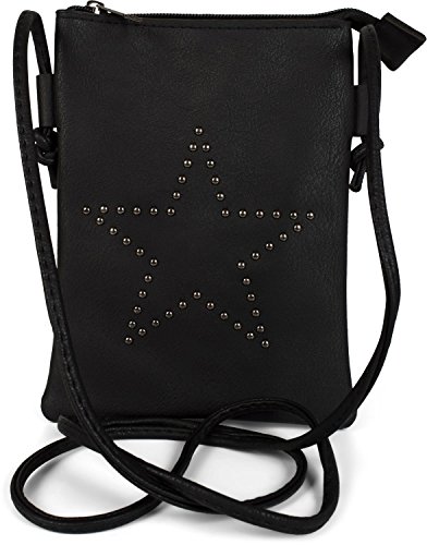 styleBREAKER Bolso de Mano minibolso de Bandolera con Remaches en Forma de Estrella, Bolso de Hombro, Bolso de Mano, Bolso, señora 02012235, Color:Negro