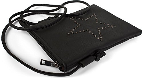 styleBREAKER Bolso de Mano minibolso de Bandolera con Remaches en Forma de Estrella, Bolso de Hombro, Bolso de Mano, Bolso, señora 02012235, Color:Negro