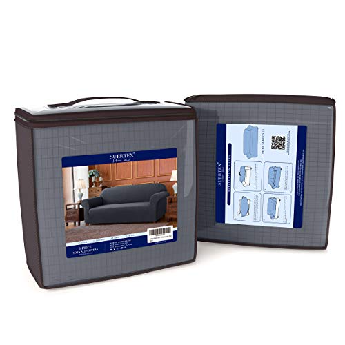 subrtex 1 Pieza Funda de Sofá Poliéster Elástica Cubierta de Asiento Forro de Sofá Doméstico (3 Plazas, Gris)