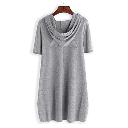 Sudadera con Capucha Cortas para Mujer Adolescentes Chicas Irregular Estampado Orejas de Gato Otoño-Invierno Jersey Manga Larga Suéter Abrigo Hoodie Pullover riou