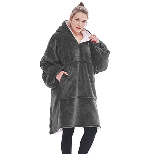 Sudadera con Capucha de Gran tamaño, la Original Sherpa con Bolsillo Frontal Grande, Suave y acogedora, con Capucha, 1 tamaño para Todos, Manta de para Hombres, Mujeres, Adolescentes y niños