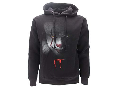 Sudadera con Capucha Negra IT Clown Payaso Cara Sonreír Oficial Stephen King Película 2017 Face Smile (S - Small)