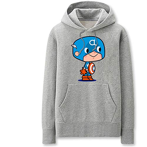 Sudadera con capucha para hombre de Discountl, con capucha, de terciopelo y superhéroe americano, de la marca CaptainAmerica AliExpress Amazon Plus Gris gris S