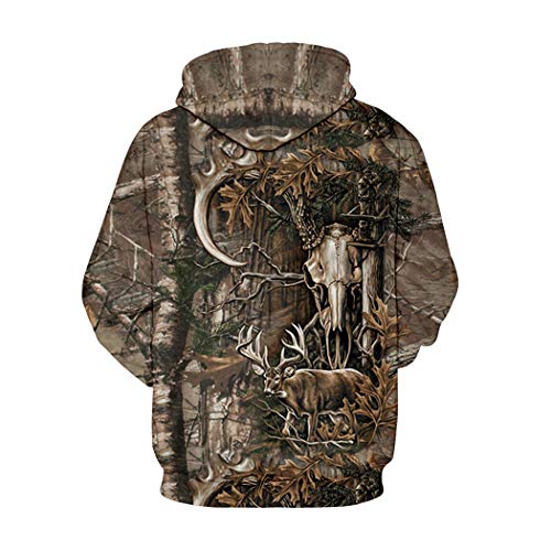 Sudadera con Capucha Retro Diseño de Jersey de Manga Larga Ciervos Hombres Chándales Streetwear Sudaderas con Capucha Sudadera con Estampado 3D S