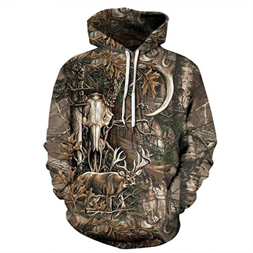 Sudadera con Capucha Retro Diseño de Jersey de Manga Larga Ciervos Hombres Chándales Streetwear Sudaderas con Capucha Sudadera con Estampado 3D S