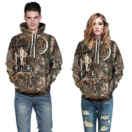 Sudadera con Capucha Retro Diseño de Jersey de Manga Larga Ciervos Hombres Chándales Streetwear Sudaderas con Capucha Sudadera con Estampado 3D S