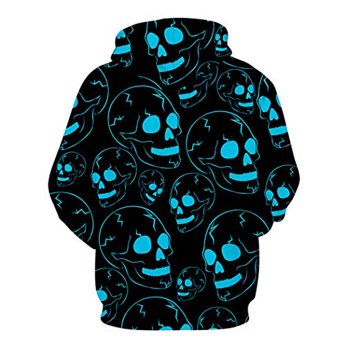 Sudadera con Capucha única Hombres Artista Cráneo Azul Sudaderas con Capucha Impresas en 3D Personaje Hombres Mujeres Hip Hop Tops Hoddies LMWY-459 3XL