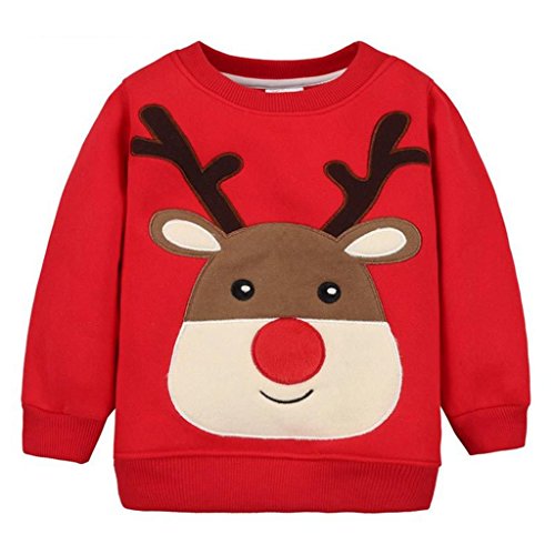 Sudaderas para Niños Navidad ciervos Bebé Camisetas de Manga Larga Niñas Sweatshirt Tops Vine 12 meses